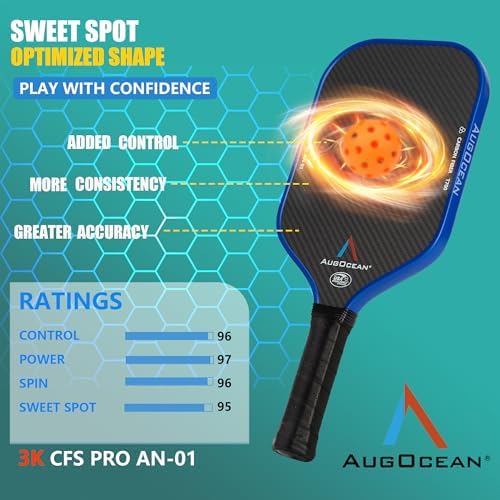 Carbon Pickleball Paddle Set Pro for Pickleball Players,High Grit and Spin 3K Raw Carbon Fiber Surface,Pickleball T700SC