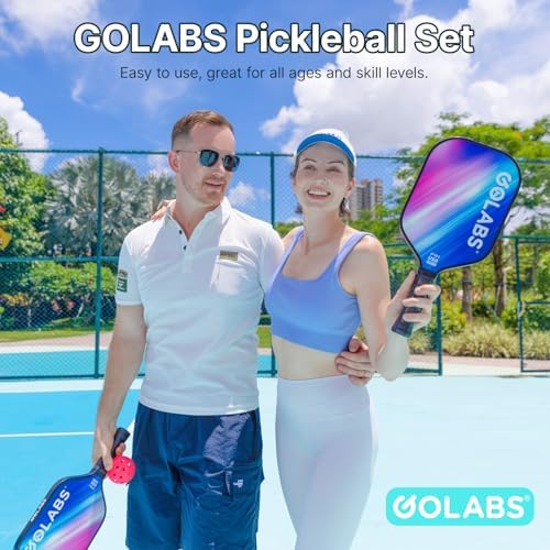 GOLABS PB1 Pickleball Paddles Set of 2 Durable Fiberglass Surface USAPA Approved 8oz Lightweight Comfort Anti-Slip Elong