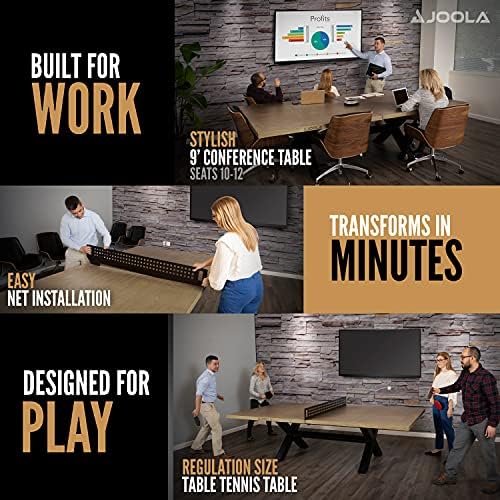 JOOLA Multi Use Outdoor Table Tennis Table - Concrete Wood Look - Indoor Outdoor - Conference Table Dining Table Include