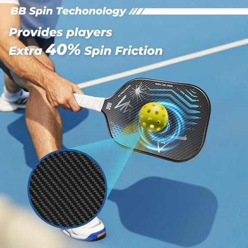 Professional Carbon Fiber Pickleball Paddle - USAPA Approved for Higher Spin & Grit, BlueBean | USAPA Approved Carbon F