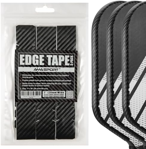 Pickleball Paddle Protection Tape - 3K PU Interwoven Texture - Racket Edge Protection Tape - Fit Perfectly Curved Edge -