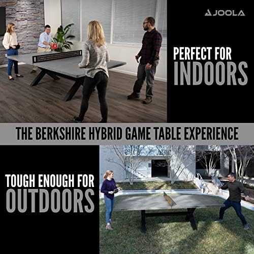 JOOLA Multi Use Outdoor Table Tennis Table - Concrete Wood Look - Indoor Outdoor - Conference Table Dining Table Include