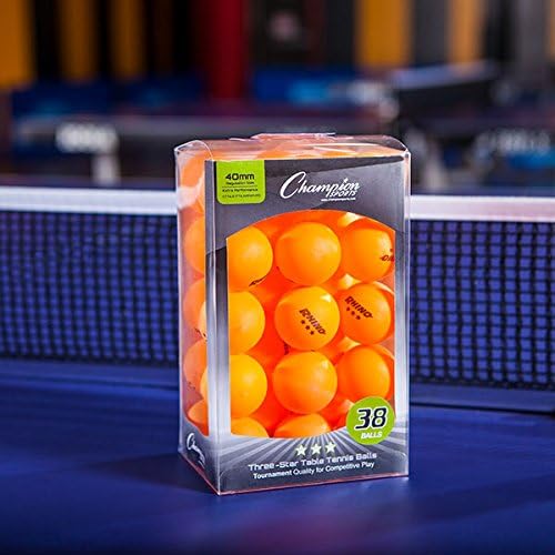 Champion Sports 3 Star Table Tennis Ball Pack - Tournament Size Orange Ping Pong Balls, 38 Set | CTTA and ITTA Approved