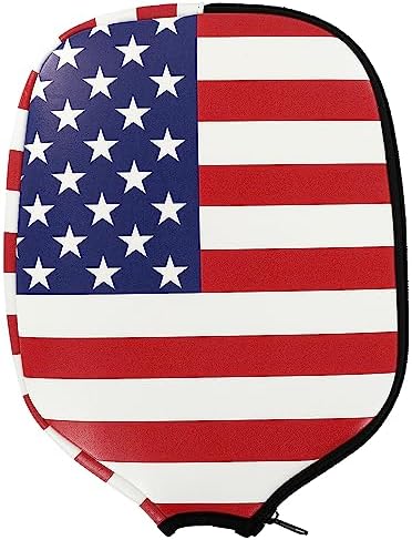 Pickleball Paddle Cover 11.8" L x 9" W American Flag Eagle PatternPU Leather Perfect for Pickleball Players Protection_f