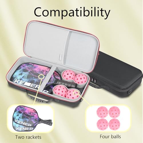 RLSOCO Hard Protective Case for Pickleball Paddles (Holds 2 Rackets and 4 Balls) Fits Selkirk Sport/JOOLA/Warping Point