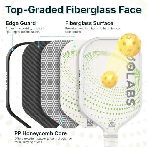 GOLABS PB1 Pickleball Paddles Set of 2 Durable Fiberglass Surface USAPA Approved 8oz Lightweight Comfort Anti-Slip Elong