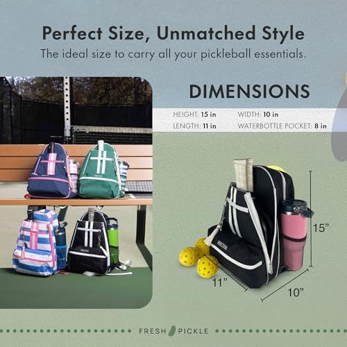 Teddi Pickleball Backpack Grn/wh - Large Capacity Bags for Women - Durable 1000D Nylon, Stylish Paddle Bag - Multipurpos