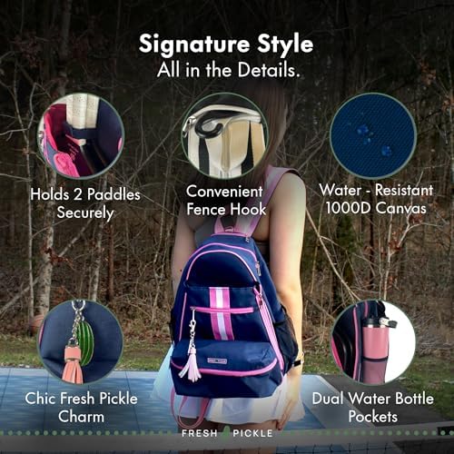 Teddi Pickleball Backpack Grn/wh - Large Capacity Bags for Women - Durable 1000D Nylon, Stylish Paddle Bag - Multipurpos