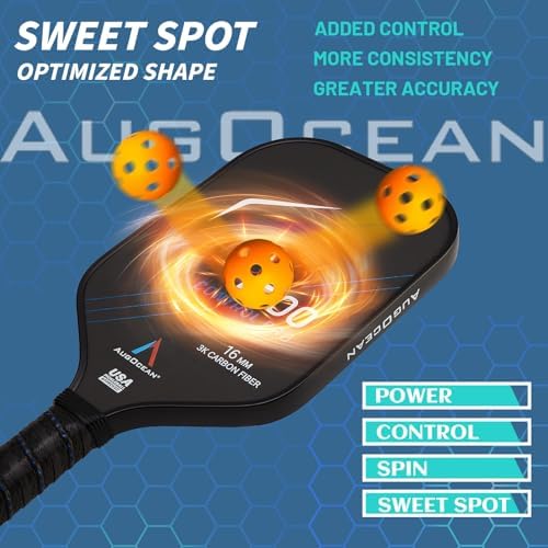 Carbon Pickleball Paddle Set Pro for Pickleball Players,High Grit and Spin 3K Raw Carbon Fiber Surface,Pickleball T700SC