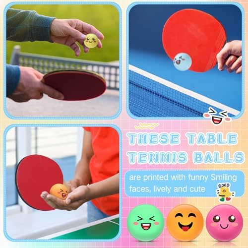 ShinyRelief 24 PCS Novelty Face Table Tennis Balls for All Golfers as Christmas Birthday Gift Fun Table Tennis Accessori