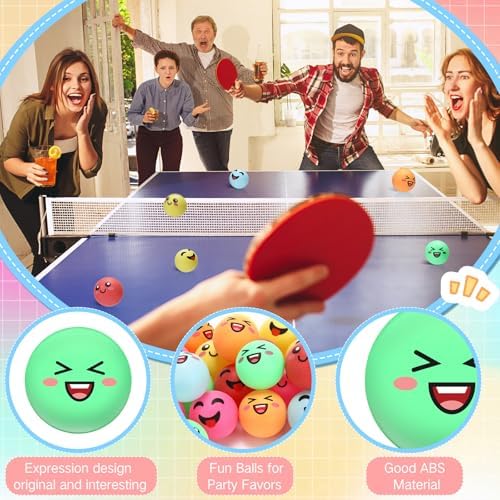 ShinyRelief 24 PCS Novelty Face Table Tennis Balls for All Golfers as Christmas Birthday Gift Fun Table Tennis Accessori