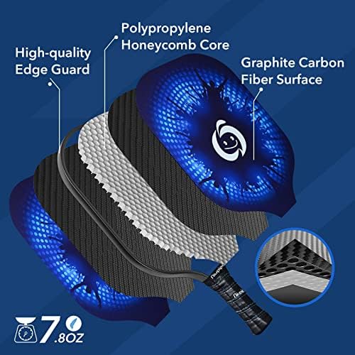 USAPA Approved Graphite Carbon Fiber Pickleball Paddles Set of 4 for Men Women, Polypropylene Honeycomb Core, Cushion |7