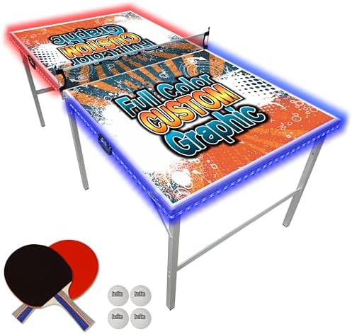 PartyLife 6 ft x 3 ft Portable Indoor Outdoor Ping Pong Table | Kids & Adults | Game Room | Not Full Size | With Optiona