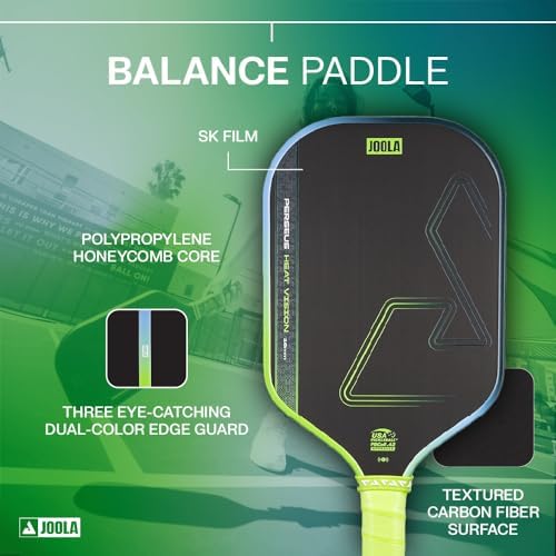 JOOLA Vision Textured Carbon Grip Pickleball Paddle for Maximum Spin and Control - Polypropylene Honeycomb Core 16mm JOO