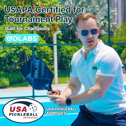 GOLABS PB1 Pickleball Paddles Set of 2 Durable Fiberglass Surface USAPA Approved 8oz Lightweight Comfort Anti-Slip Elong