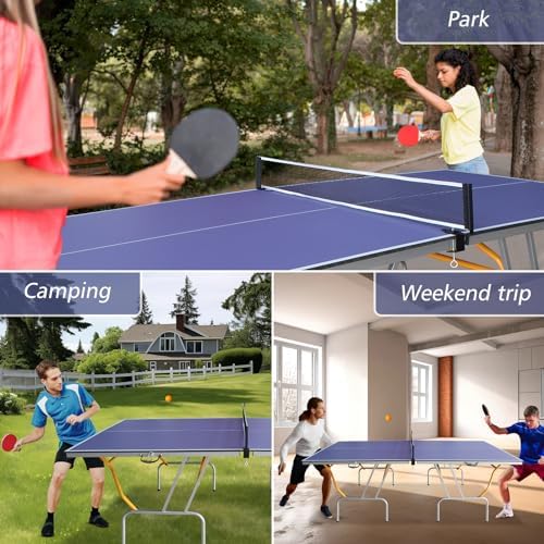 Professional Table Tennis Table, Foldable Ping Pong Game Set for Indoor, 8FT 9FT Single Player Playback Mode