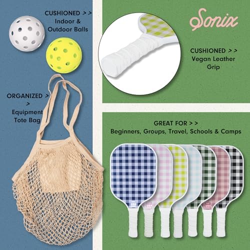 Sonix USAPA Approved Pickleball Paddles Set of 2 for Adults | Fiberglass Surface Pickleball Set with 2 Rackets, 4 Balls,