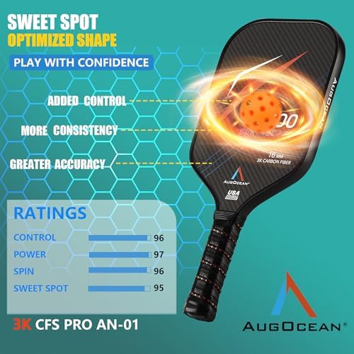 Carbon Pickleball Paddle Set Pro for Pickleball Players,High Grit and Spin 3K Raw Carbon Fiber Surface,Pickleball T700SC