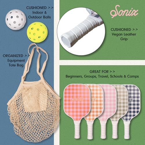 Sonix USAPA Approved Pickleball Paddles Set of 2 for Adults | Fiberglass Surface Pickleball Set with 2 Rackets, 4 Balls,
