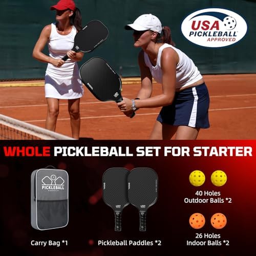 Pickleball Paddles USAPA Approved Lightweight with 4 Balls Traction and Stability California Designed Recycled Material