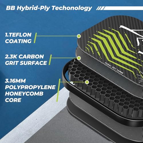 Professional Carbon Fiber Pickleball Paddle - USAPA Approved for Higher Spin & Grit, BlueBean | USAPA Approved Carbon F