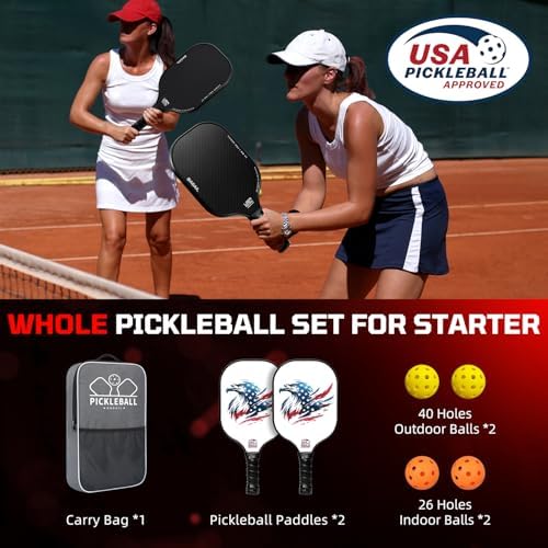 Pickleball Paddles USAPA Approved Lightweight with 4 Balls Traction and Stability California Designed Recycled Material