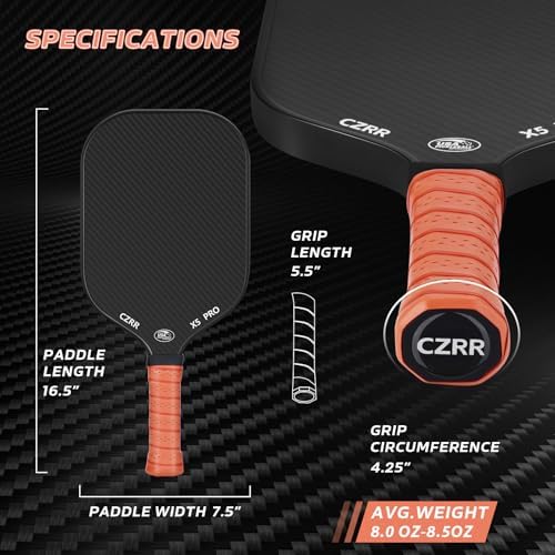 USA Pickleball Approved Pickleball Paddle, 3K Raw Carbon Fiber Surface (CFS) High Grit & Spin, 16MM Polypropylene Honeyc
