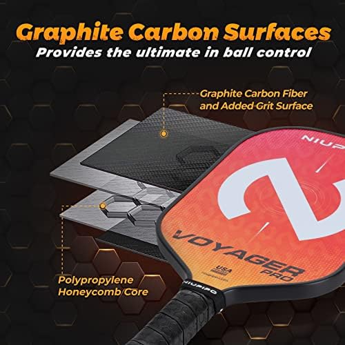 USAPA Approved Graphite Carbon Fiber Pickleball Paddles Set of 4 for Men Women, Polypropylene Honeycomb Core, Cushion |7
