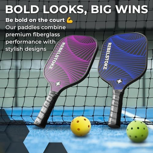 Pickleball Paddles Set of 4 with Bag - Designed in The USA, Comfort Grip Pickleball Racket for Adults, Indoor Outdoor Pi