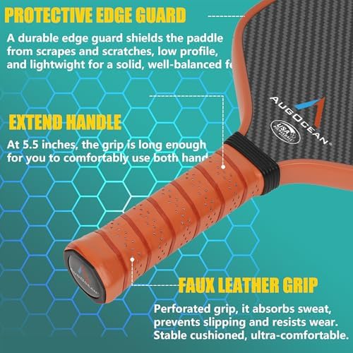 Carbon Pickleball Paddle Set Pro for Pickleball Players,High Grit and Spin 3K Raw Carbon Fiber Surface,Pickleball T700SC