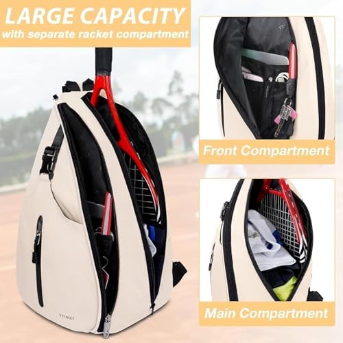 Ytonet Water Resistant Tennis Sling Backpack Crossbody for Men Women | Ytonet Men Women Pickleball Badminton Rackets Co