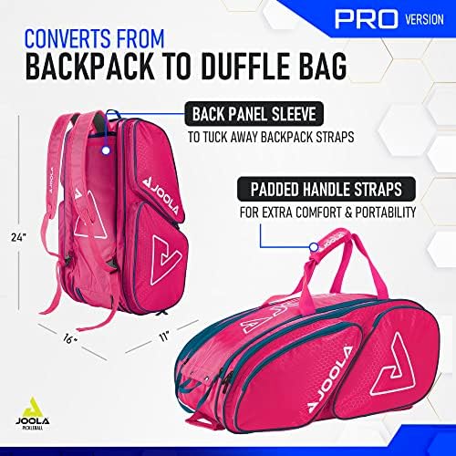 JOOLA Tour Elite Pro Pickleball Bag – Durable Backpack & Duffle Bag for Paddles & Accessories – Thermal Insulated Pocket
