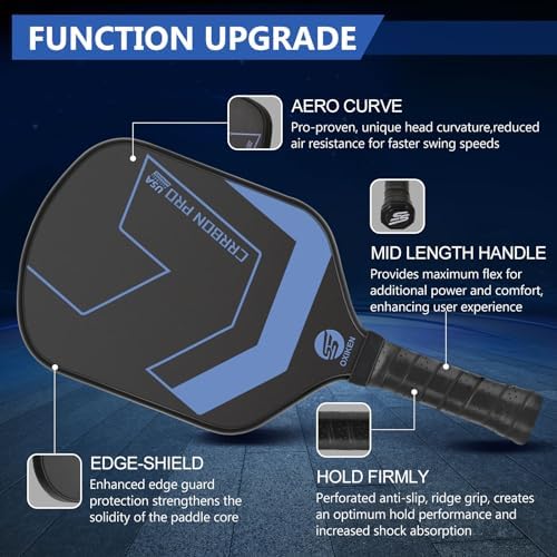 OXIKEN 10/13/16 mm Pickleball Paddles, T700 Carbon Fiber, High Grit & Spin, 5.5” Elongated Handle OXIKEN 10/13/16 mm Pi