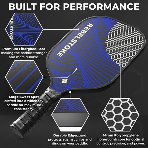 Pickleball Paddles Set of 4 with Bag - Designed in The USA, Comfort Grip Pickleball Racket for Adults, Indoor Outdoor Pi