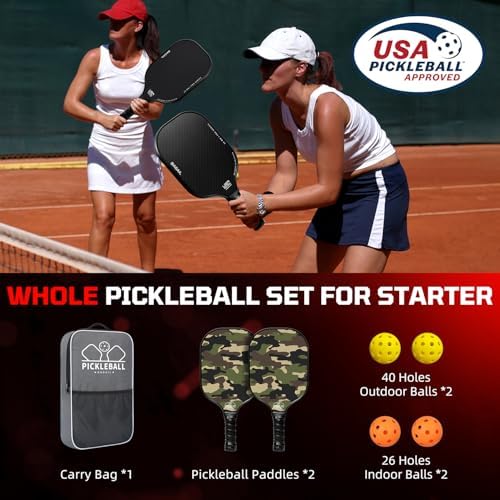 Pickleball Paddles USAPA Approved Lightweight with 4 Balls Traction and Stability California Designed Recycled Material