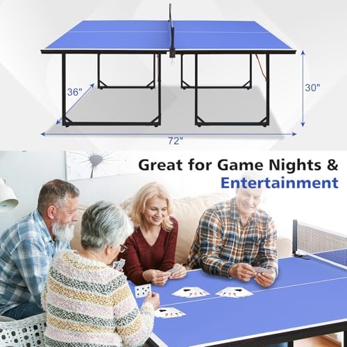 Table Tennis Table Foldable MDF Multi-Use, |5FT/6FT/9FT for Kid Teenager Adult