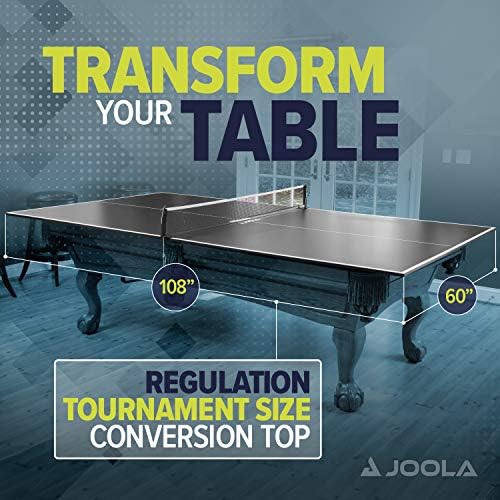 JOOLA Regulation Ping Pong Conversion Top with Net Set for Pool Tables - Perfect for Home or Club Use - Quick Setup wit
