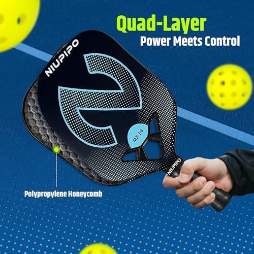 USAPA Approved Graphite Carbon Fiber Pickleball Paddles Set of 4 for Men Women, Polypropylene Honeycomb Core, Cushion |7