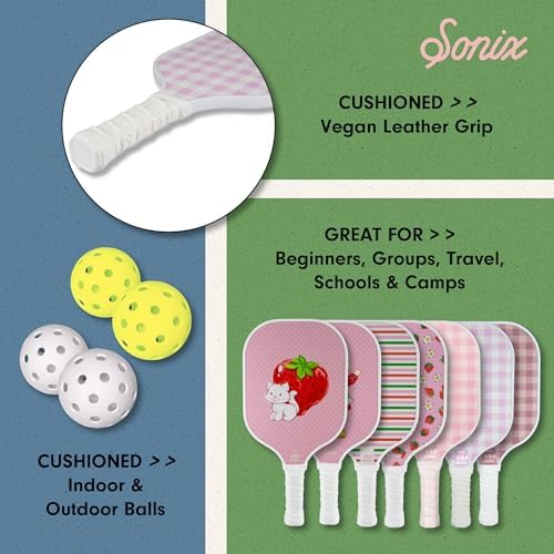 Sonix USAPA Approved Pickleball Paddles Set of 2 for Adults | Fiberglass Surface Pickleball Set with 2 Rackets, 4 Balls,