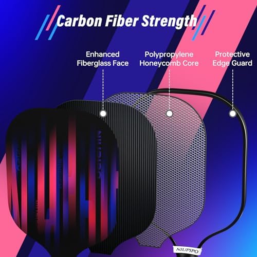 USAPA Approved Graphite Carbon Fiber Pickleball Paddles Set of 4 for Men Women, Polypropylene Honeycomb Core, Cushion |7