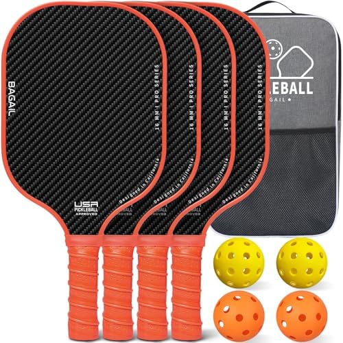 Pickleball Paddles USAPA Approved Lightweight with 4 Balls Traction and Stability California Designed Recycled Material