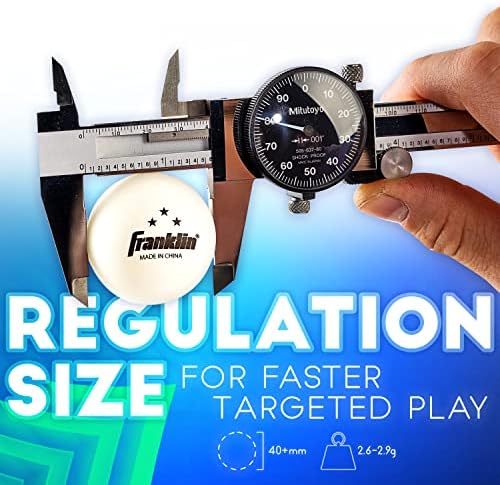 Franklin Sports Ping Pong Balls Official Size Weight White 40mm Table Tennis Durable High Performance 12 Count Pack of 1