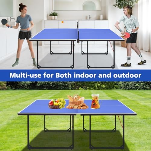 Table Tennis Table Foldable MDF Multi-Use, |5FT/6FT/9FT for Kid Teenager Adult