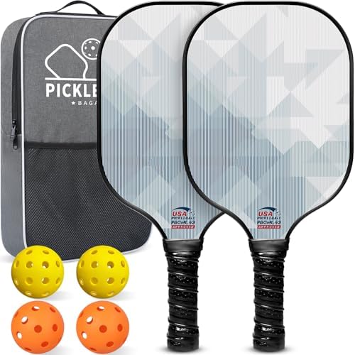Pickleball Paddles USAPA Approved Lightweight with 4 Balls Traction and Stability California Designed Recycled Material