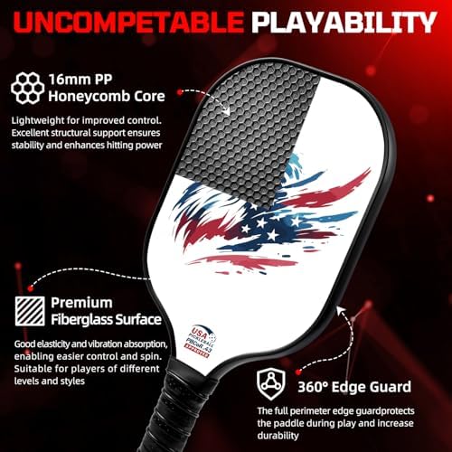 Pickleball Paddles USAPA Approved Lightweight with 4 Balls Traction and Stability California Designed Recycled Material
