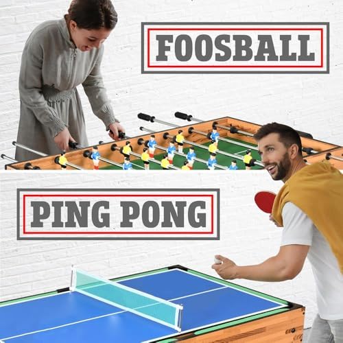 SereneLife Multi Game Table, 48" Sports Arcade Games, Pool Billiards, Soccer Foosball, for Family and Kids