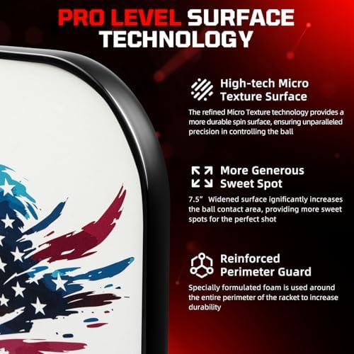 Pickleball Paddles USAPA Approved Lightweight with 4 Balls Traction and Stability California Designed Recycled Material