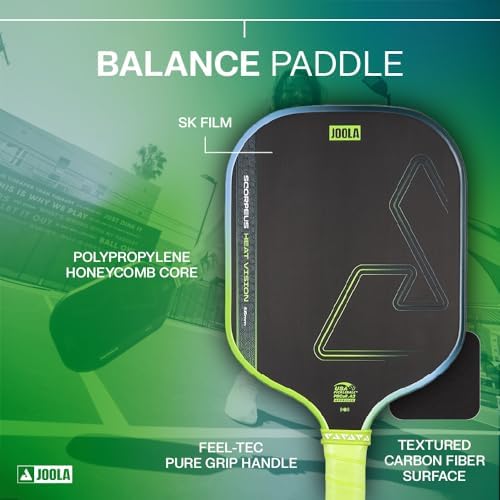 JOOLA Vision Textured Carbon Grip Pickleball Paddle for Maximum Spin and Control - Polypropylene Honeycomb Core 16mm JOO
