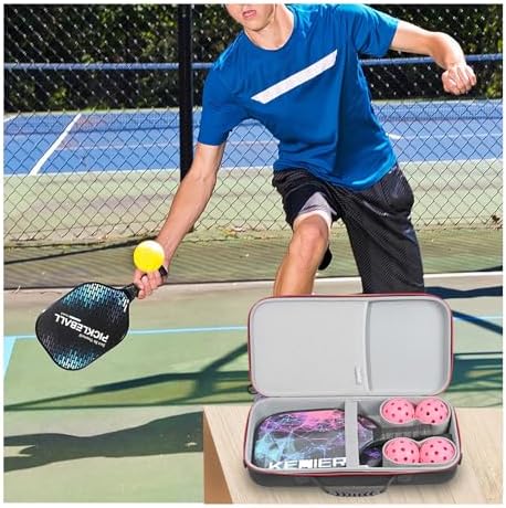 RLSOCO Hard Protective Case for Pickleball Paddles (Holds 2 Rackets and 4 Balls) Fits Selkirk Sport/JOOLA/Warping Point