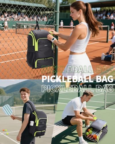 Pickleball Bag Sports Pickleball Backpack with Shoe Compartment Large Men Women Patent Pending